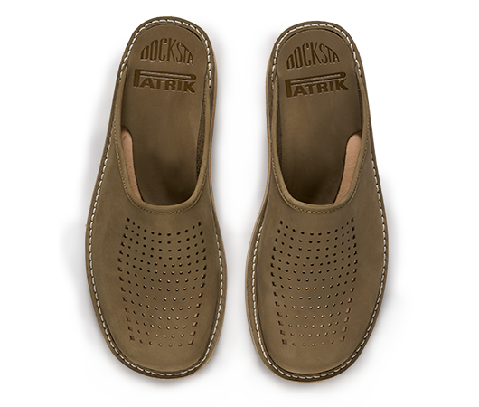 Slippers / Tofflor - Patrik 952 Olivgrön nubuck Nubuck | Docksta Sko