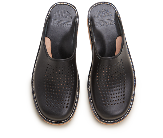 Slippers / Tofflor - Patrik 952 Svart 952 695 Vegetabiliskt garvat läder | Docksta Sko