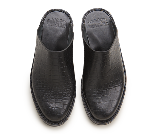 Slippers / Tofflor - Billies Svart Croco croco | Docksta Sko